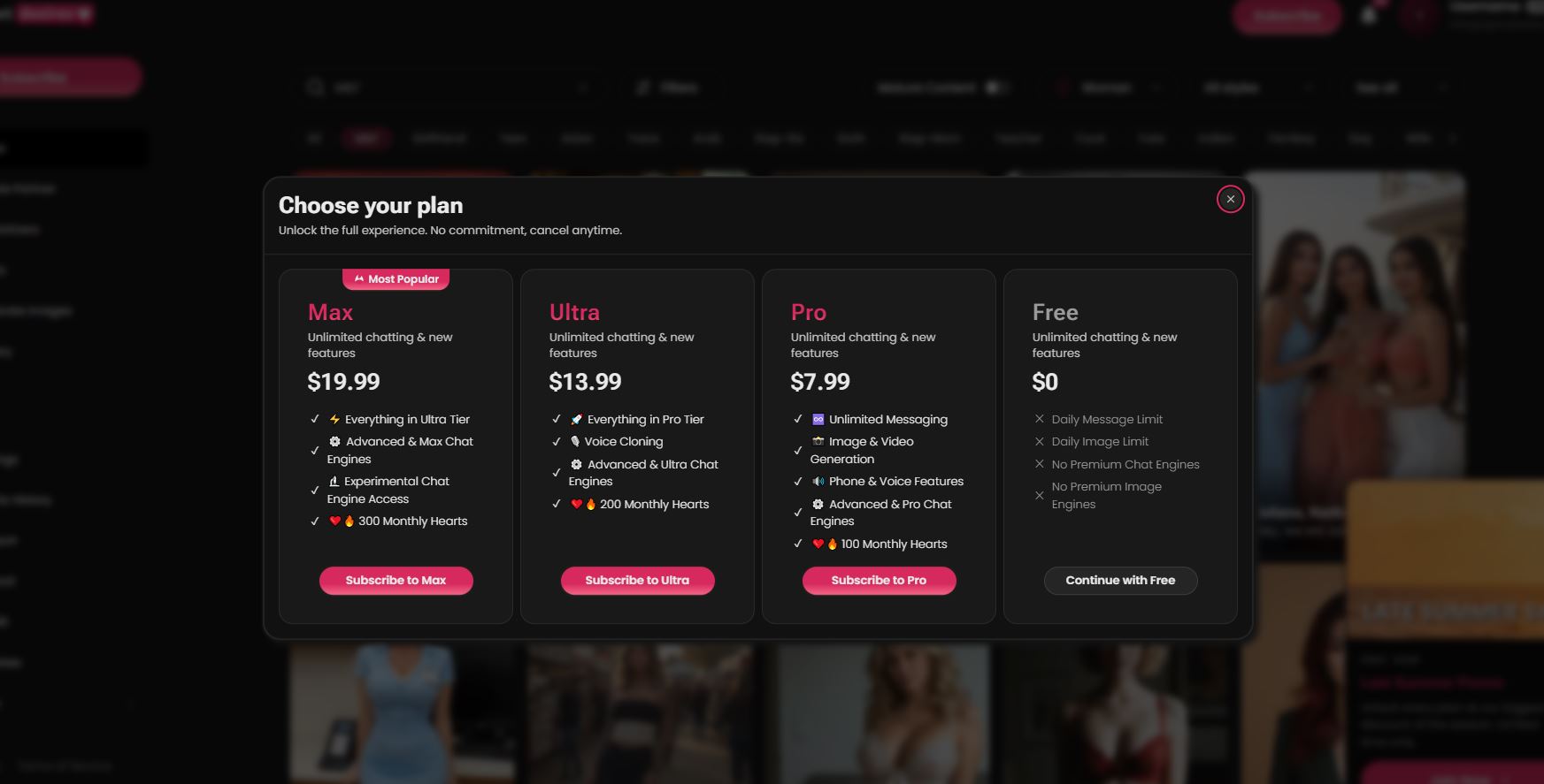 secret desire ai pricing